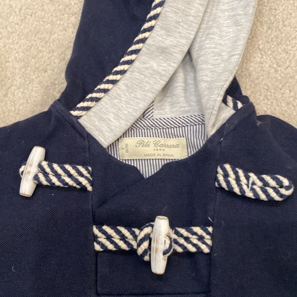 Pili Carrera navy sailor toggle button hoodie size2 88/95 - Picture 2 of 6